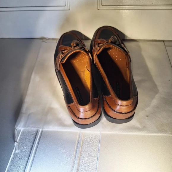 FLORSHEIM Mens Slip On Shoes With Tassels Two Tone Black & Brown 11.5 - Picture 10 of 13